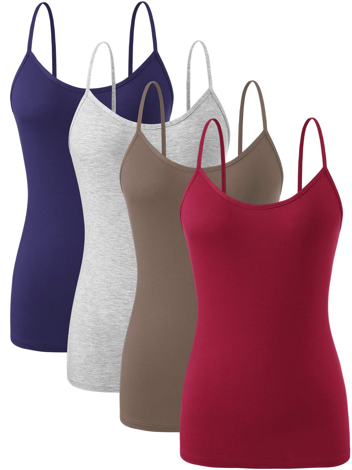 Orrpally Basic Cami Tank Tops Women Lightweight Camisole Stretch Tank Top Adjustable 4-Pack
