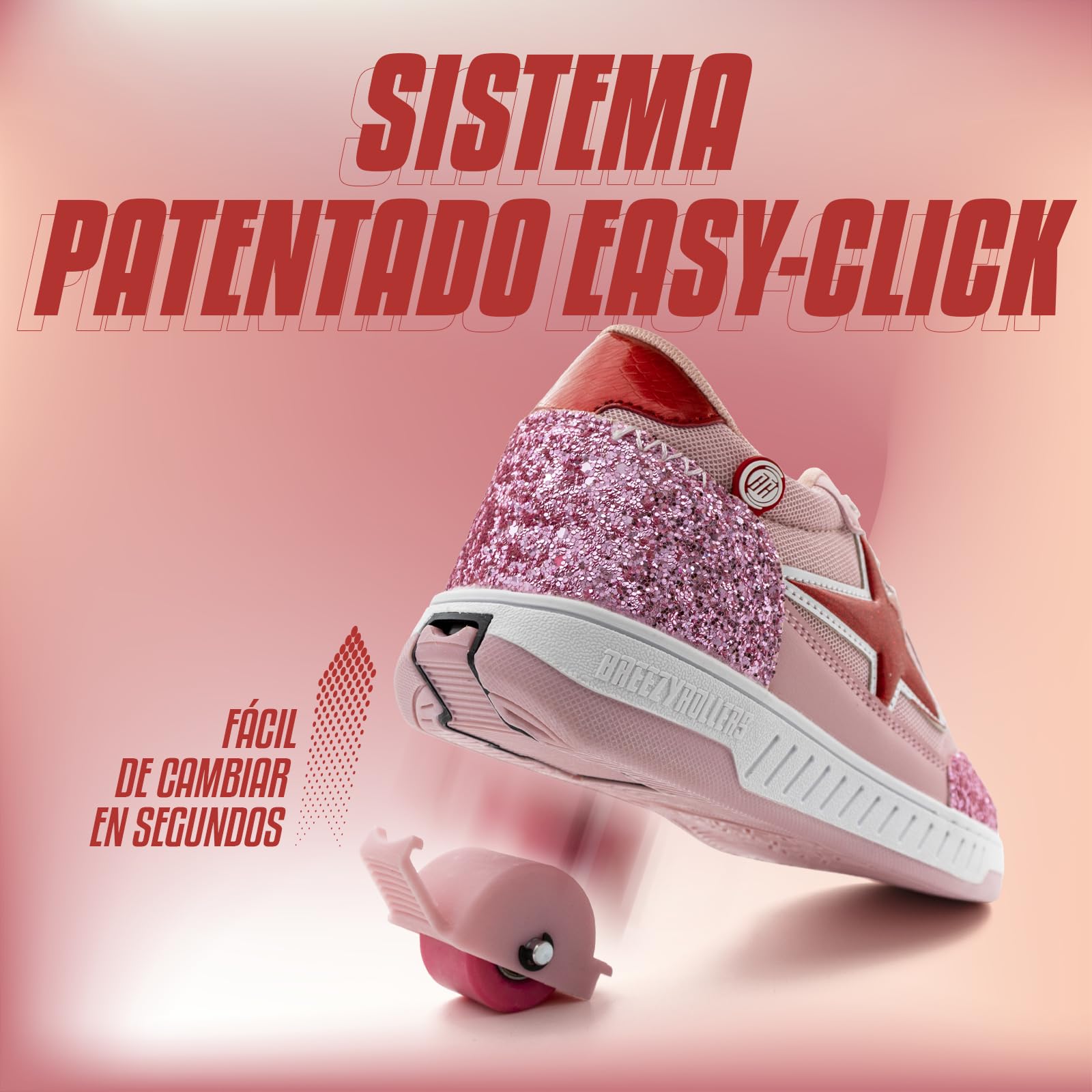 BREEZY ROLLERS Zapatos con Ruedas para Niños | Zapatillas-Patines Infantiles | De Zapatos Callejeros a Patines en Segundos | Sistema de Clic Patentado | Zapatillas con Ruedas para Niñas y Niños