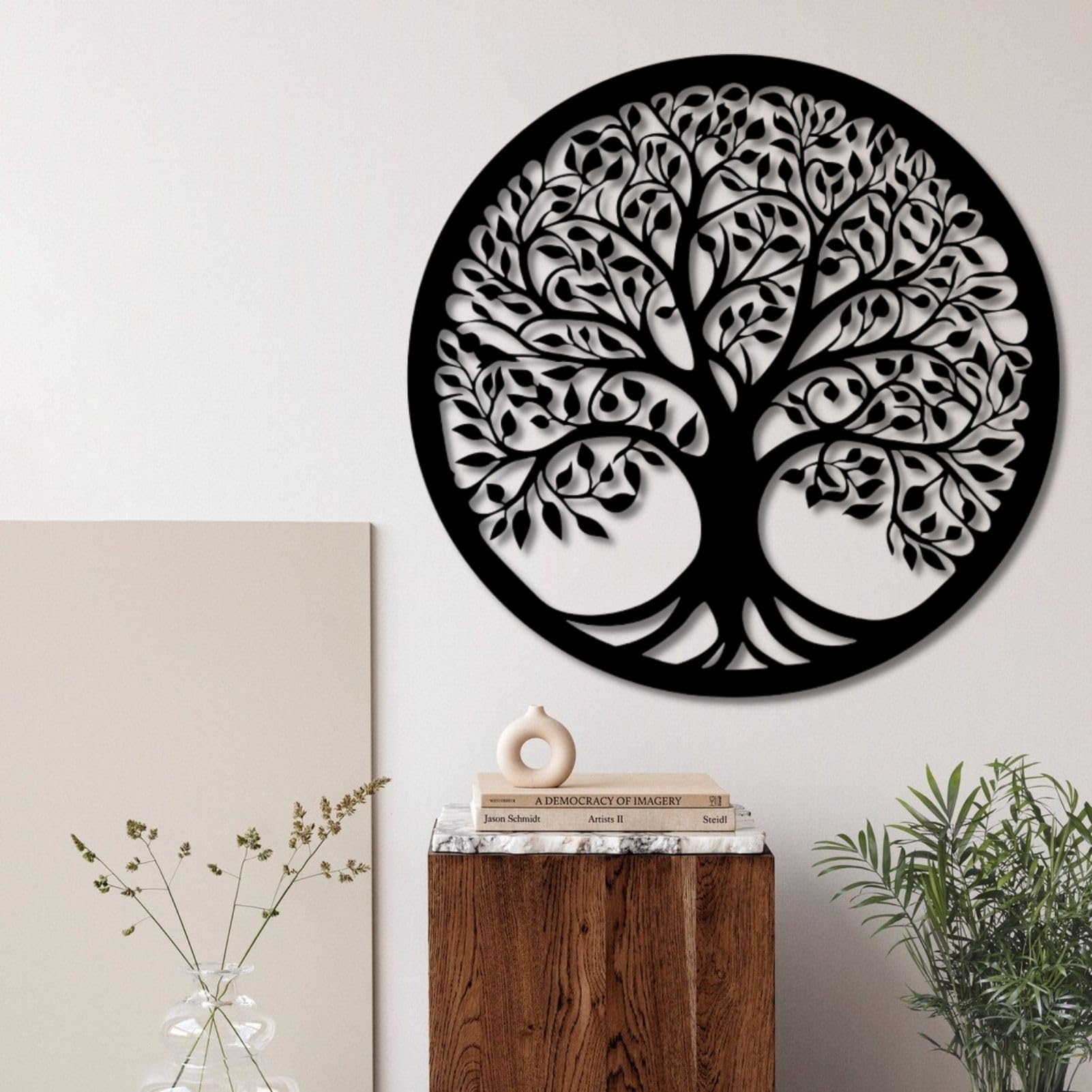 Arte de pared de árbol de la vida, decoración de pared de árbol de la vida, arte de pared de árbol de metal, decoración de pared de árbol genealógico, decoración de pared de metal negro grande para