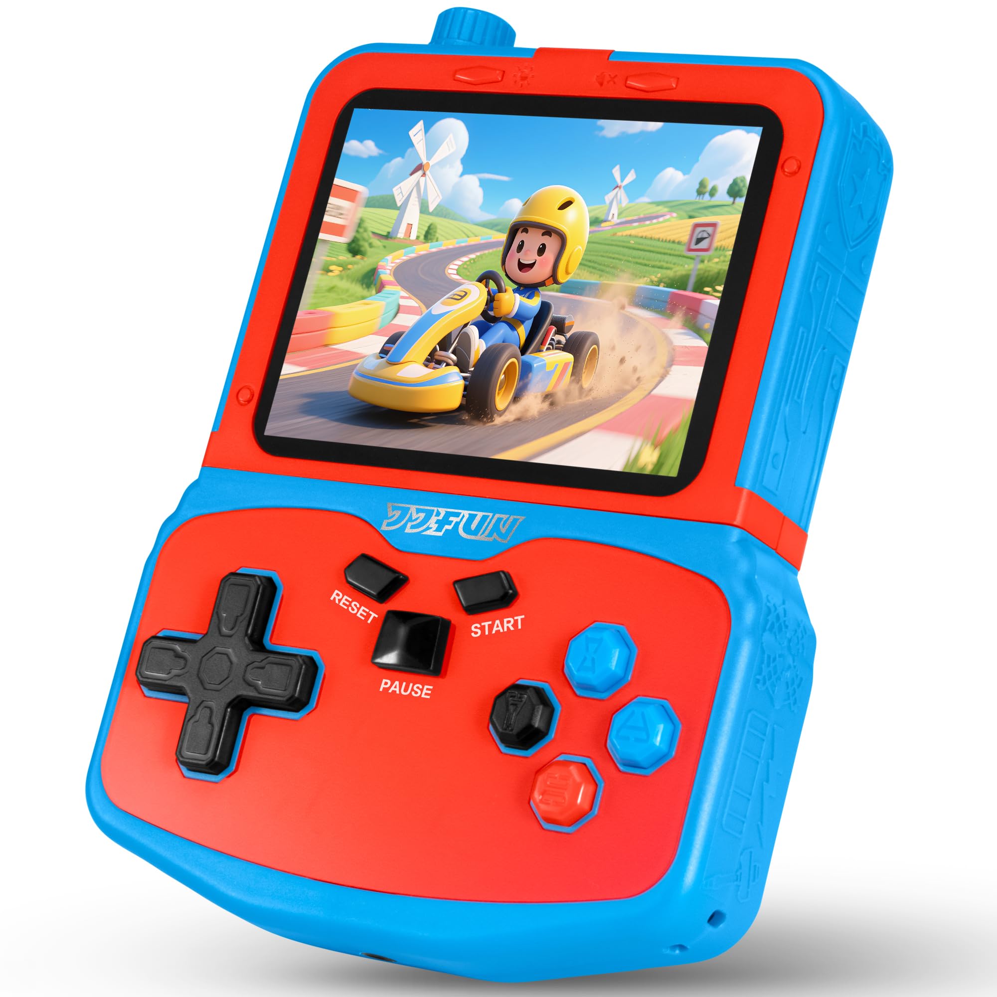 子供向け携帯ゲーム機 レトロ220種類内蔵 ポータブル本体 子供用おもちゃ 3.5インチIPS画面 充電式 ハンドヘルドタイプ コンパクト設計 日本語説明書付き 旅行 車内 外出 遊び 男の子 女の子 誕生日プレゼント 入門用モデル-青