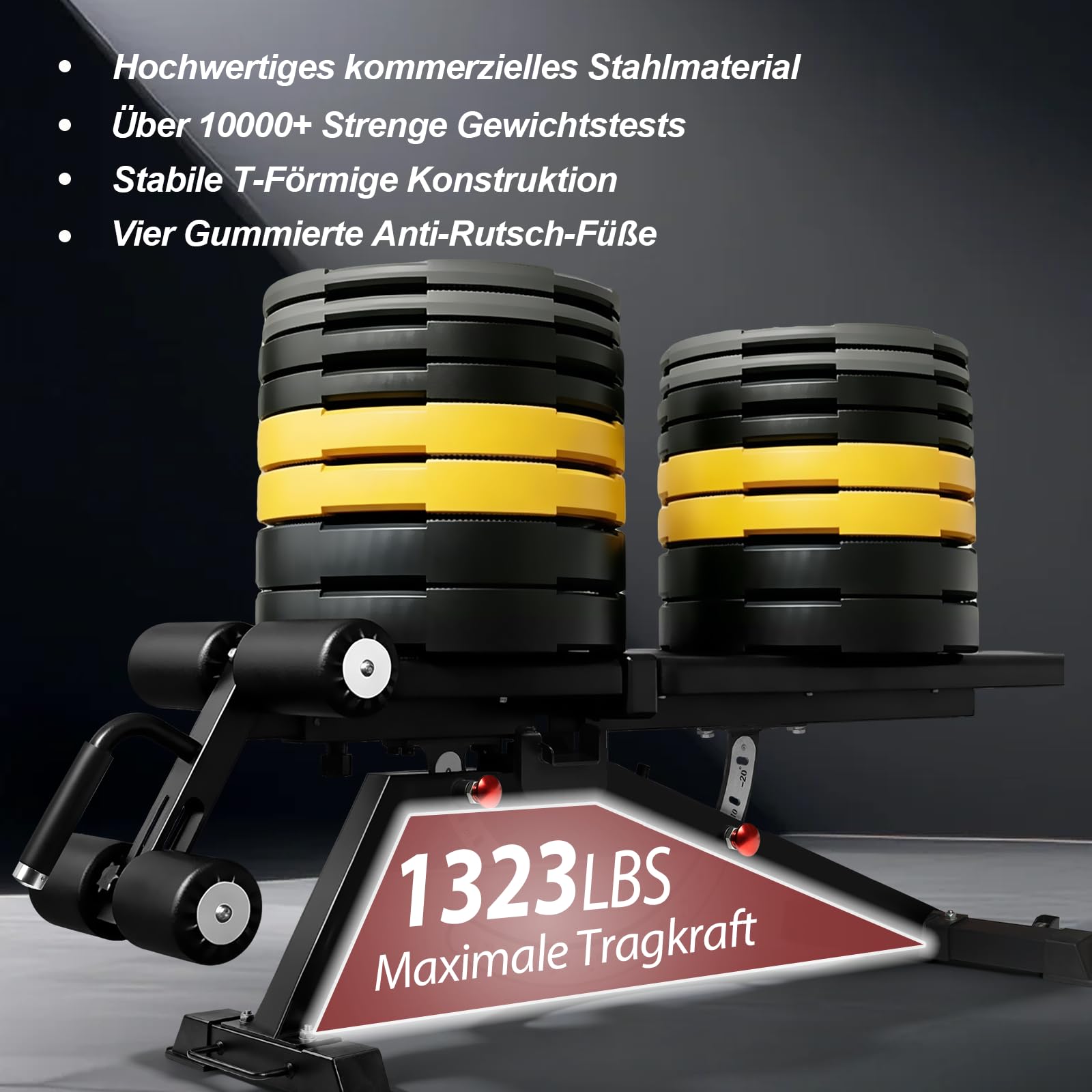 Hantelbank Verstellbar, Fitnessbank&Bauchbank für Zuhause