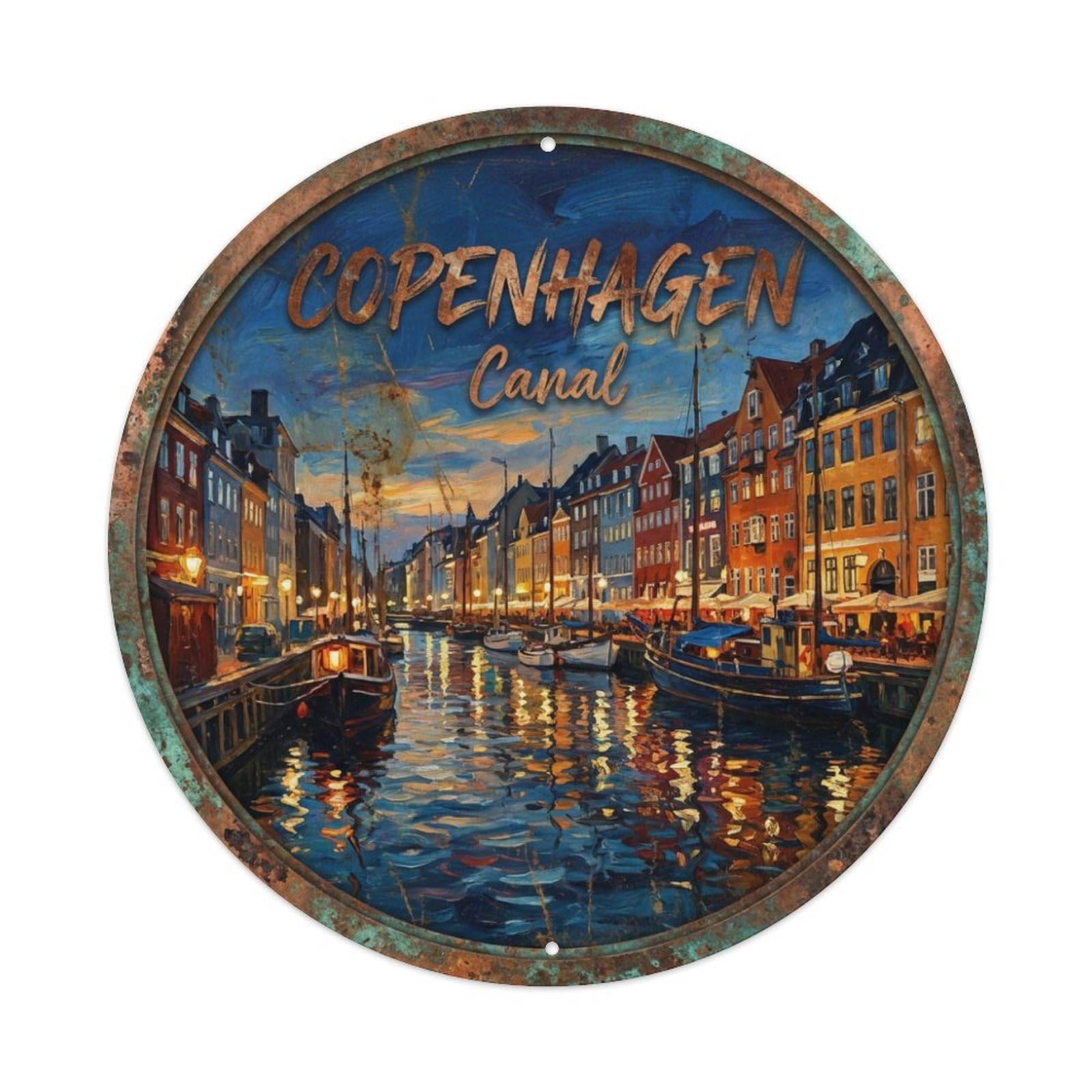 Fqnyr Style Metal Tin Sign Vintage Travel Copenhagen Denmark Reminiscence