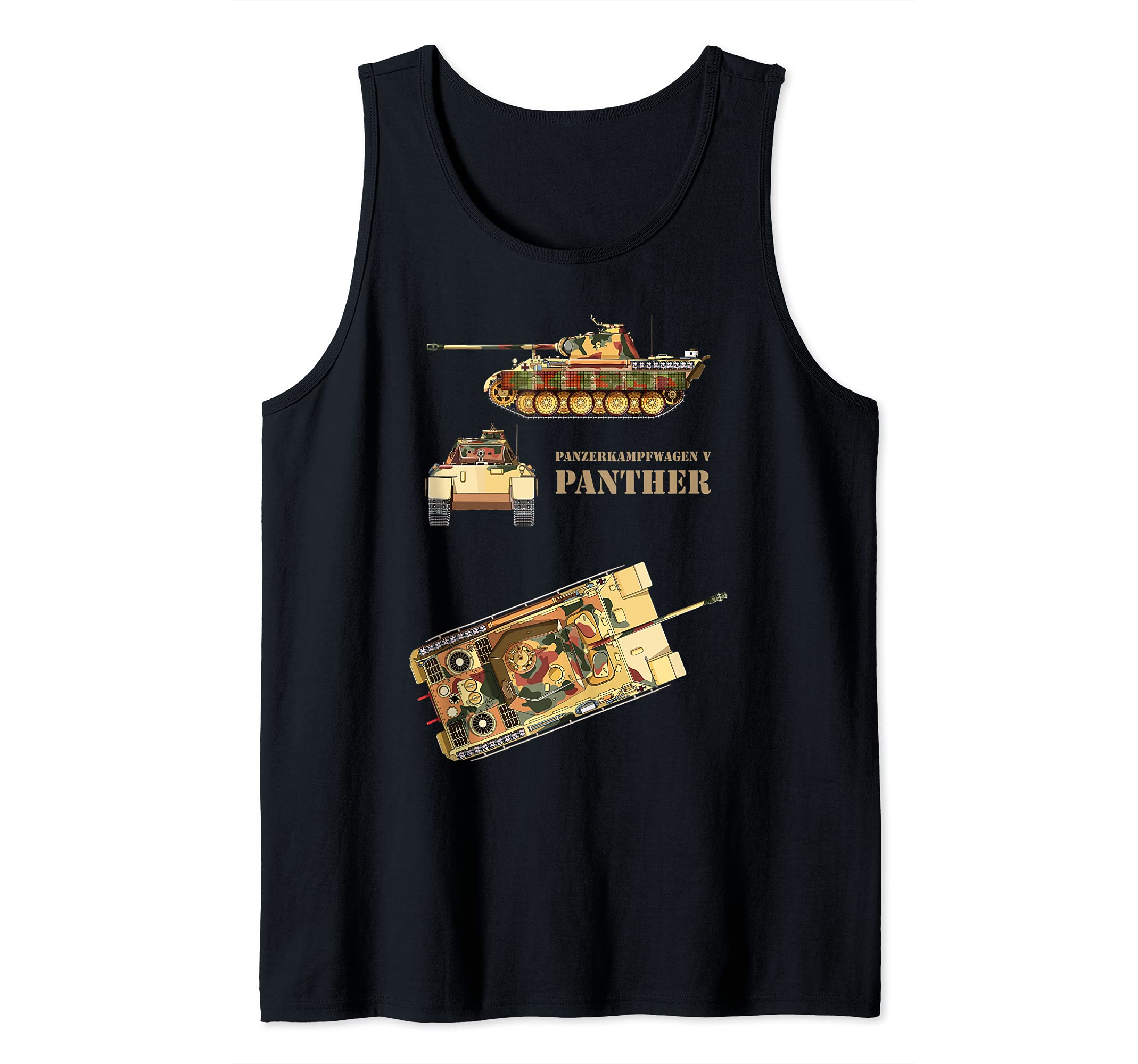 Panzer V Panther Tank WW2 German Panzerkampfwagen 5 Diagram Tank Top, Black, S