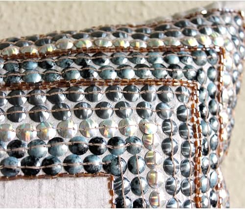 Miniatura 2 de The HomeCentric Funda de cojín para sofá, color gris claro para sofá, de 16 x 16 pulgadas (15.7 x 15.7 in), fundas de almohada de seda con