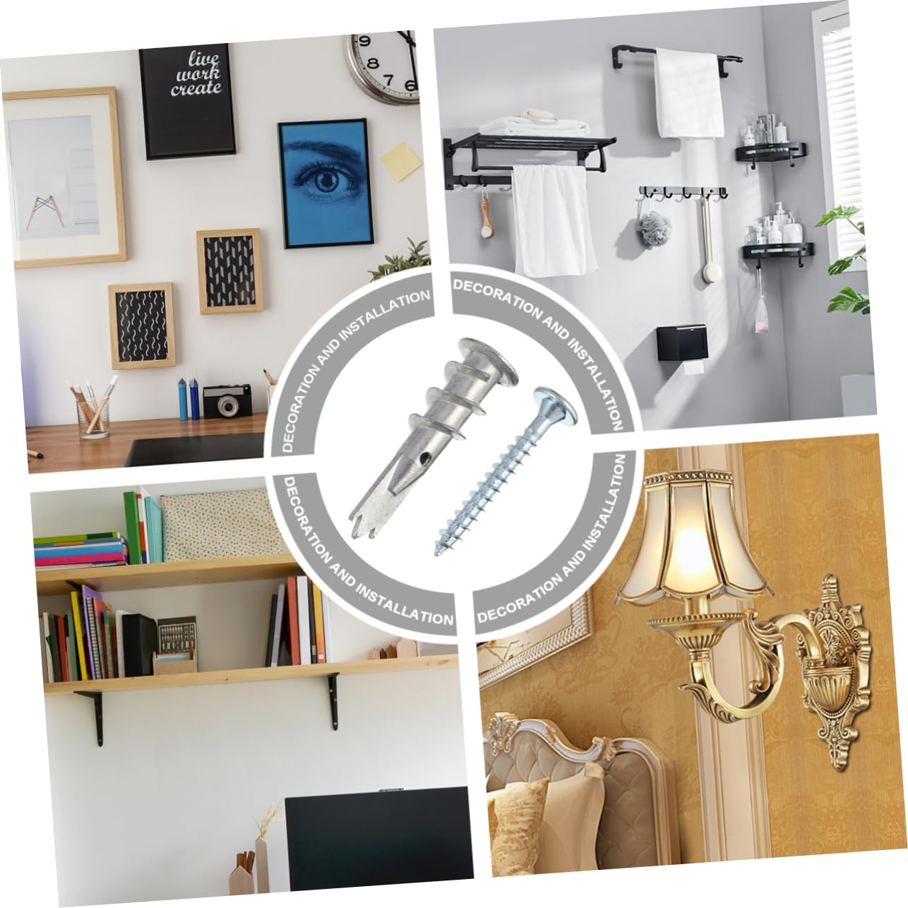 LIFKOME 200pcs Wall Anchors Metal Self-Drill Plasterboard Fixings Screw Kit Easy Install for Shelves Mirrors