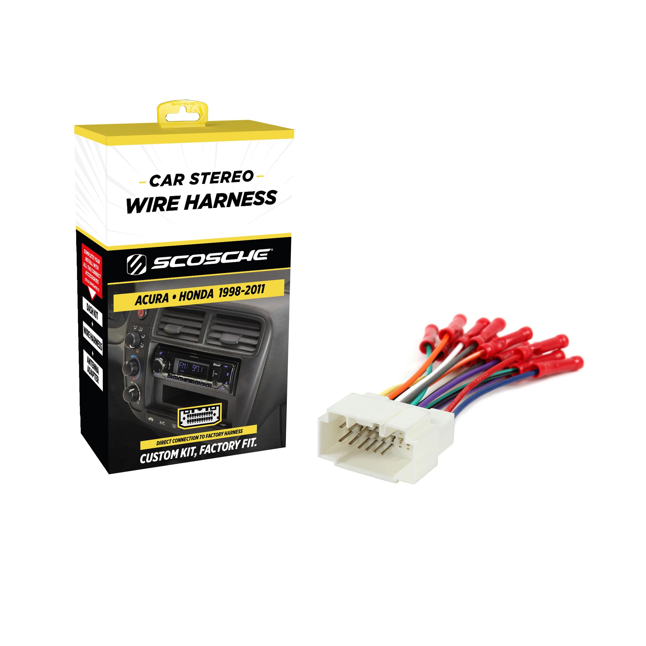 Scosche HA08BCB Aftermarket Radio Wiring Harness with Crimp Connectors for Select 1998-11 Acura and Honda - Aftermarket Radio Wire Harness for Car Stereo - Check Vehicle List Below for Your Model