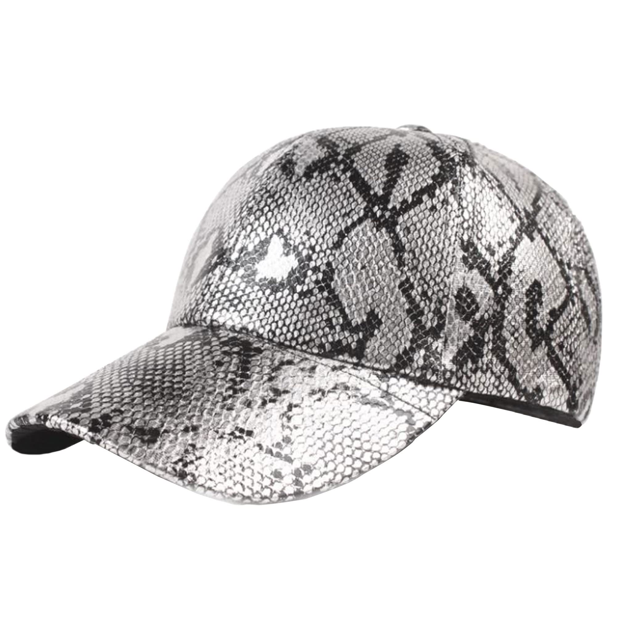 LABANCA Unisex Snakeskin Baseball Cap PU Leather Casual Trucker Baseball Cap Hat