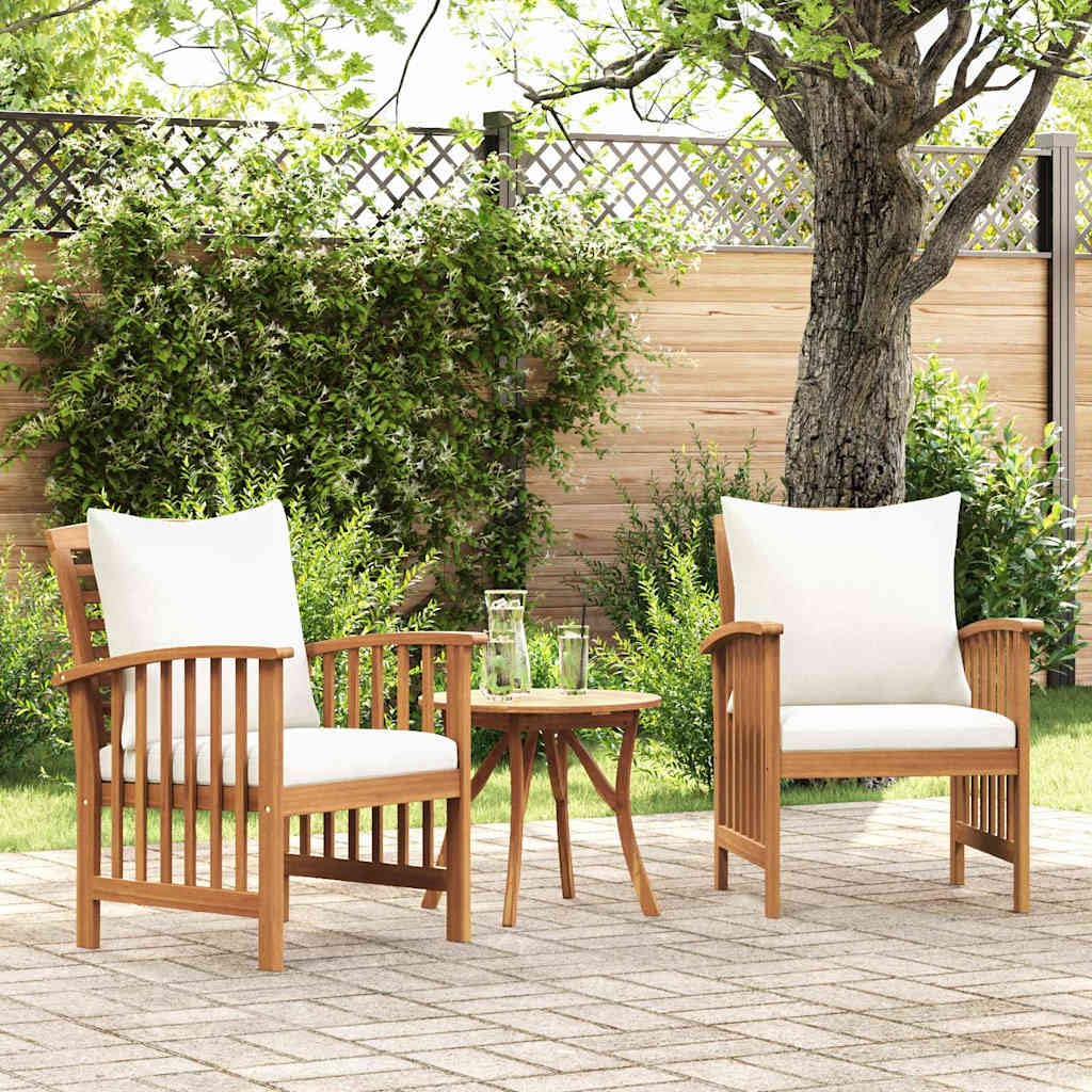 vidaXL 2X Akazienholz Massiv Gartenstuhl mit Kissen Gartensessel Stuhl Sessel Gartenmöbel Holzstuhl Stühle Balkonstuhl Terrassenstuhl Gartenstühle