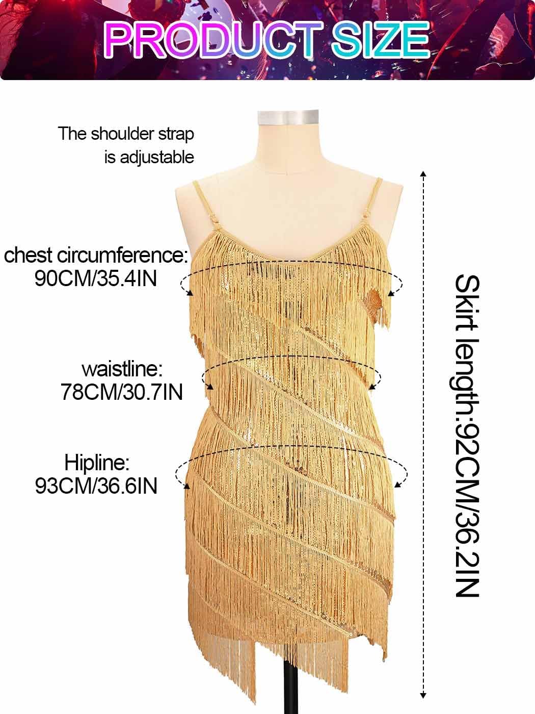 Aukmla Women Sequin Fringe Flapper Mini Dress Spaghetti Strap Latin Dance Tassel Dresses 1920s Dancing Disco Costume