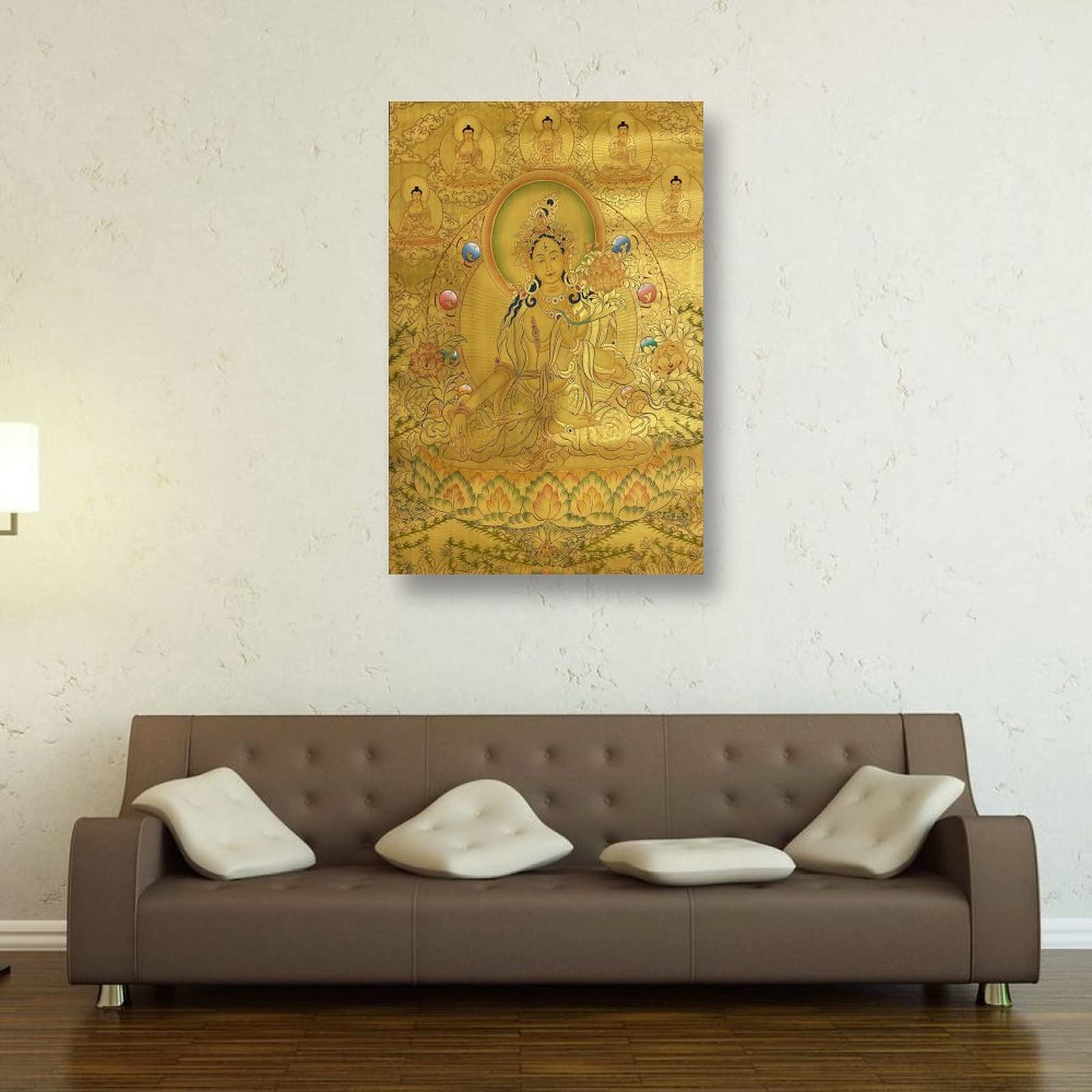 Poster su tela con scritta in inglese Tara Buddismo Religione Meditazione Buddha Bodhisattva - Stampa artistica da parete moderna per la casa, 40 x 60 cm