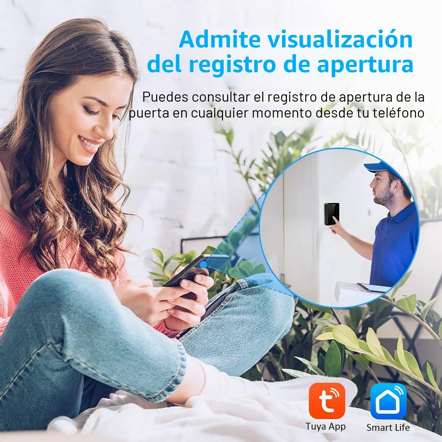 Kit de Sistema de Control de Acceso WiFi, Biométrico de Huellas Dactilares Sistema de Contraseña Táctil, Impermeable IP68, Desbloqueo Remoto Inteligente con 5 Llaveros RFID