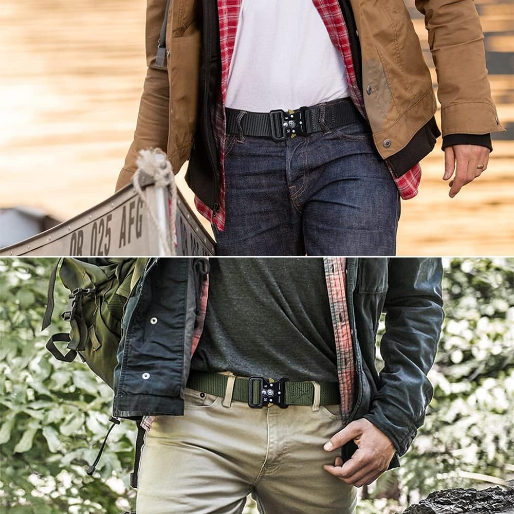 Tactical Belt Men 4 Pack, Compass Military Nylon Web Belt, Heavy Duty Belt Quick Release Metal Buckle Riggers Belt - Image 3