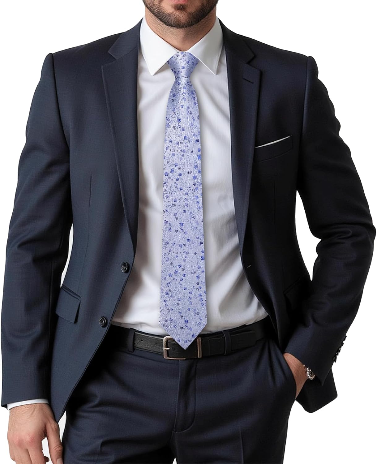 Dubulle Ties for Men Silk Mens Paisley Floral Striped Necktie and Handkerchief Cufflinks Wedding - Image 2