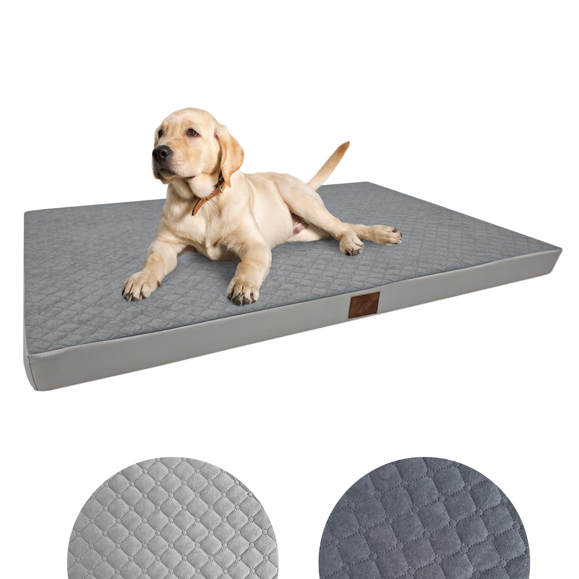 Odolplusz Cama ortopédica para perros grandes, cojín para perros medianos y grandes, colchón para perros con funda lavable, (gris, 120 x 80 x 7 cm)