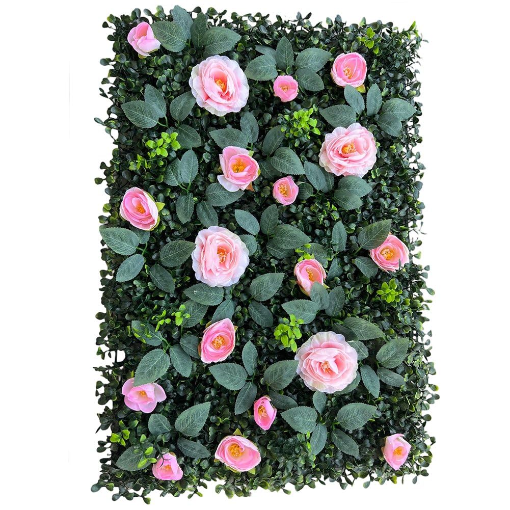 Panneau mural en gazon artificiel avec camélias pour haie de jardin et terrasse