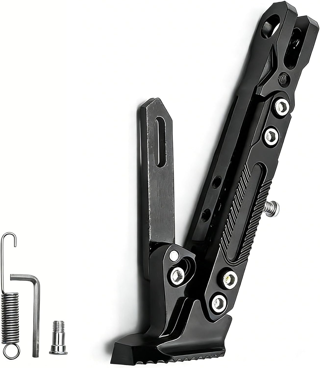 Motorcycle Kickstand for BMW Motorrad R 18 B, Adjustable Aluminum Side Stand Durable Foot Support Folding Parking Stand for Motorbike Scooter Electric,B Black