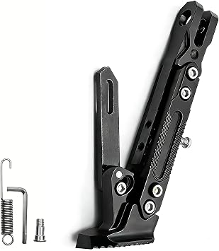 Motorcycle Kickstand for Aprilia RS 50 1998-2021, Adjustable Aluminum Side Stand Durable Foot Support Folding Parking Stand for Motorbike Scooter Electric,B Black