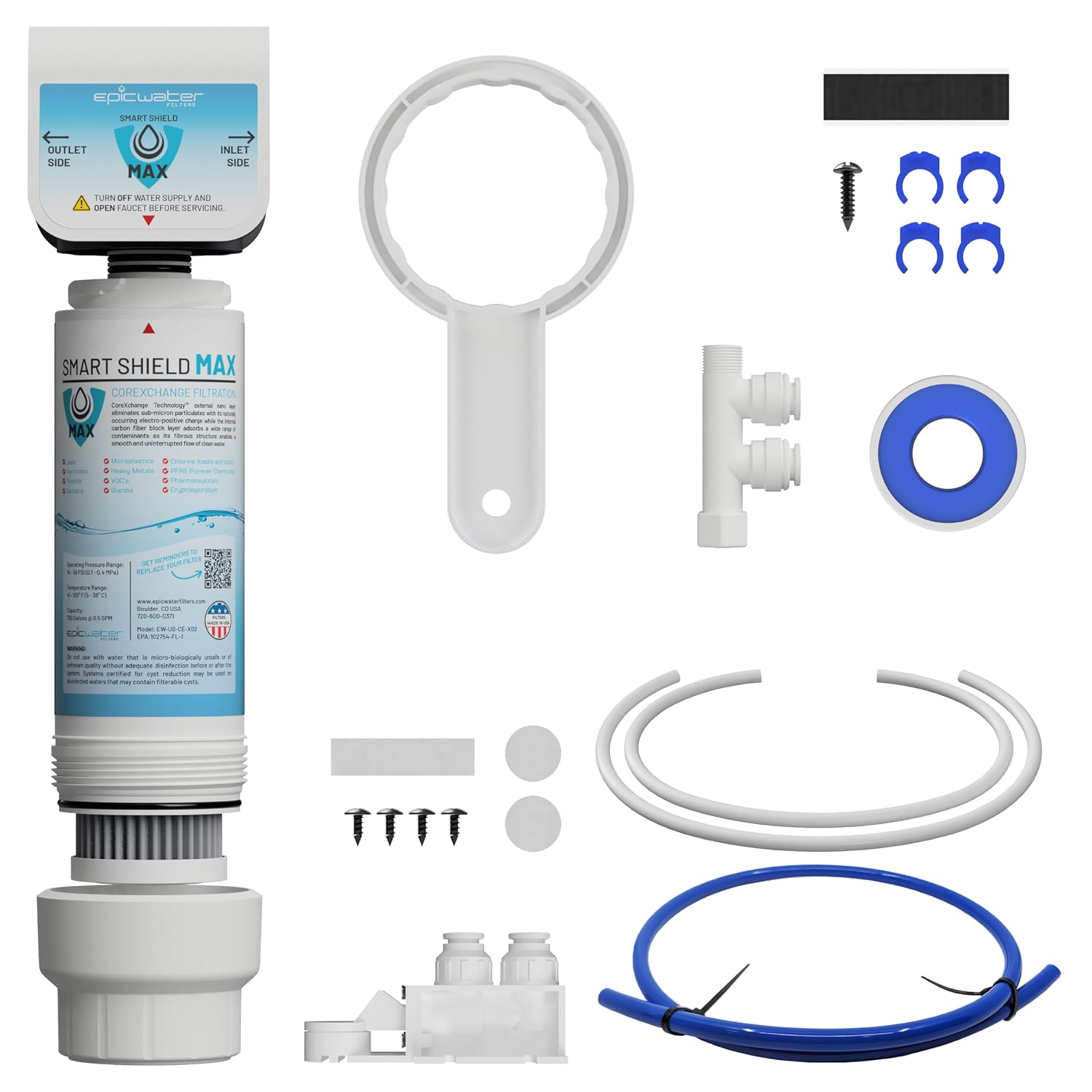 Epic Water Filters Smart Shield MAX Under-Sink Water Filtration System - Filters Made in USA | Removes 99.99% of Contaminants | Triple-Layer CoreXchange™ Technology | 750-Gallon Capacity