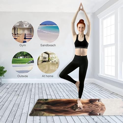 Miniatura 6 de Highland Cow - Tapete de yoga antideslizante de 71 x 26 pulgadas, tapete de yoga plegable para interiores y exteriores, gimnasio, pilates, con bolsa