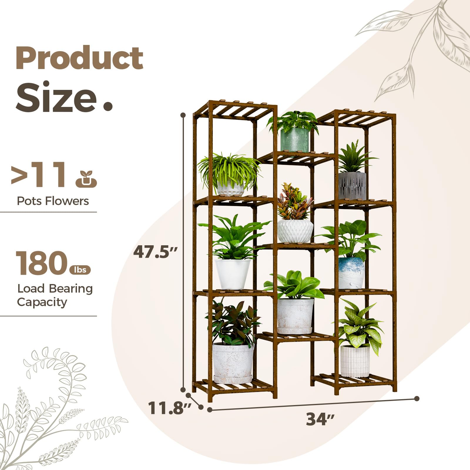 植物棚 植物ホルダー 木製植物スタンド 屋内屋外植物棚 複数の植物用 ガーデンバルコニーパティオ植物コーナー植物テーブル 93*28