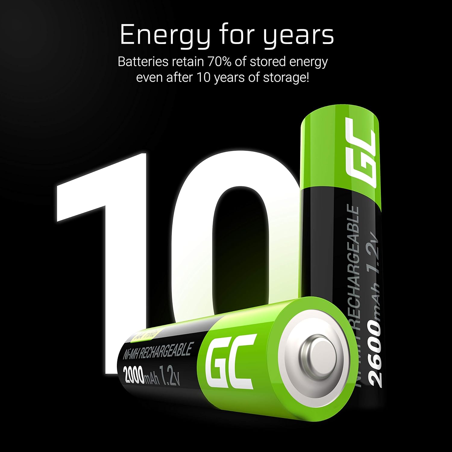 Green Cell 2600 mAh 1.2 V 4 Pieces Pre-Charged NI-MH AA Batteries - Batteries AA/Mignon, Ready to Use, Strong Performance, Low Self-Discharge, Rechargeable Battery, No Memory Effect