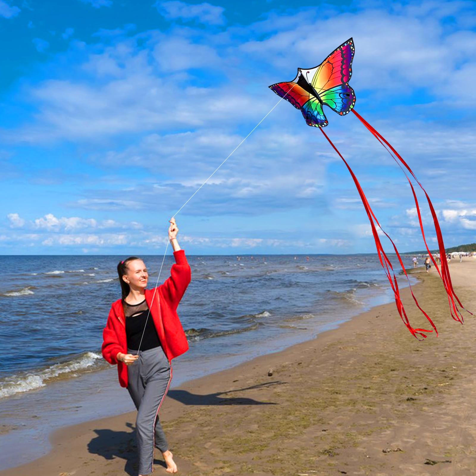 Cerf-Volant Papillon Flying Hoofer - Grand Format - Ligne 300ft - Pour Enfants/Adultes