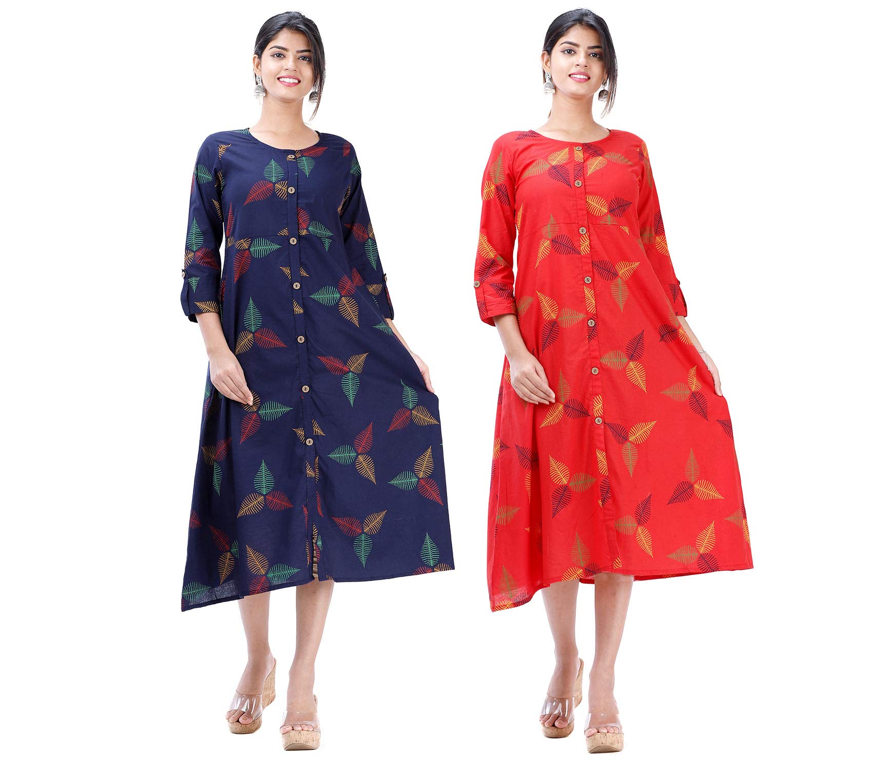 Vaibhav Industries Women's Handloom Combo of Cotton A-line Kurta