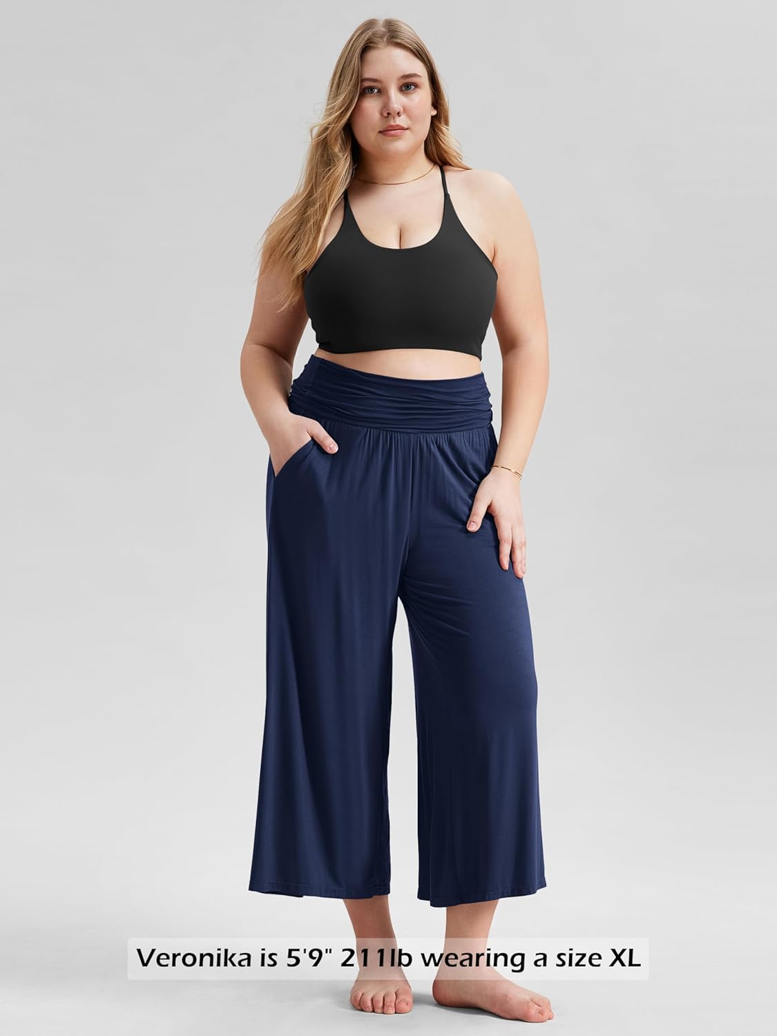 ODODOS Women's Wide Leg Palazzo Lounge Cropped Pants with Pockets Light Weight Comfy Pajama Capri Pants-20/22"/ 24" Inseam - Image 5