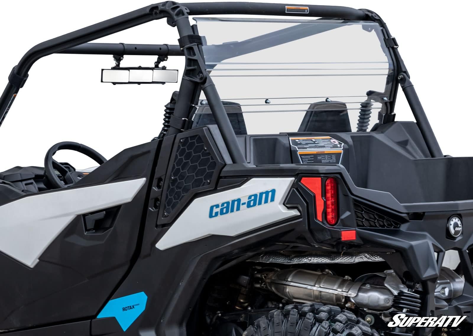 SuperATV1/4" Clear Polycarbonate Full Rear Windshield for 2018+ Can-Am Maverick Trail 700 / 800 / 1000 | 250X Stronger Than Glass | Pre-Assembled | Easy Install | USA Made