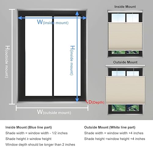Miniatura 7 de Changshade Persianas Celulares Opacas sin Cordón, Persianas de Arriba hacia Abajo y de Abajo hacia Arriba para Ventanas, Persianas de Ventana de