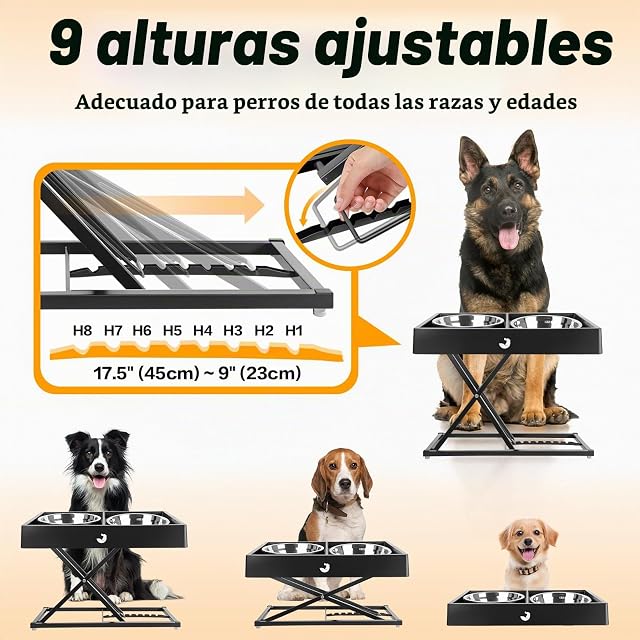Foto 2 de 7 de Joytale Soporte Elevador para Cuenco de Perro con 2 Boles de Acero Inoxidable