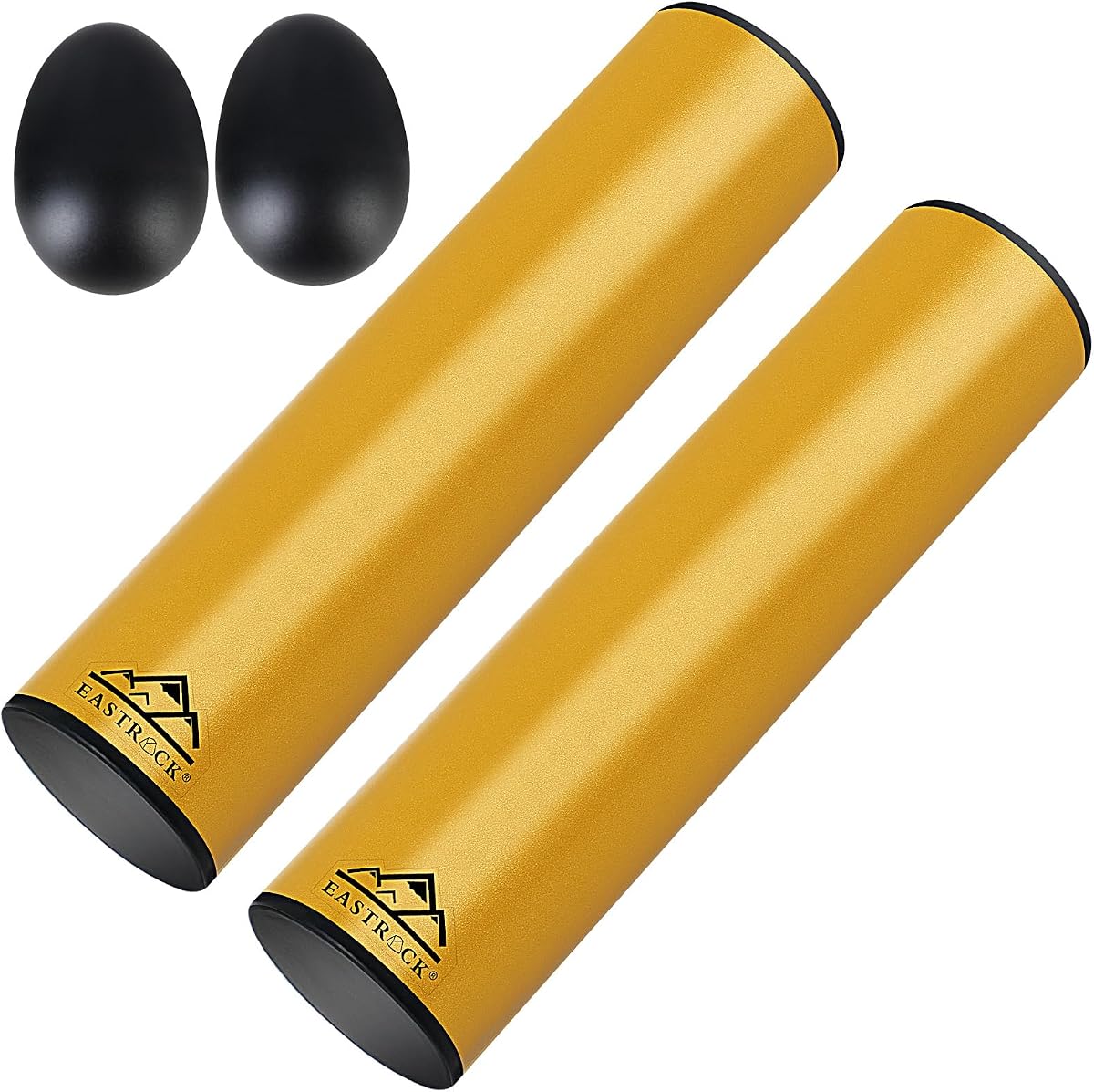 EASTROCKStainless Steel Cylinder Percussion 2pcs with 2 Egg Shakers Golden, | Stainless steel cylinder shakers, Latin percussion for band accompaniment, suitable for stage and studio