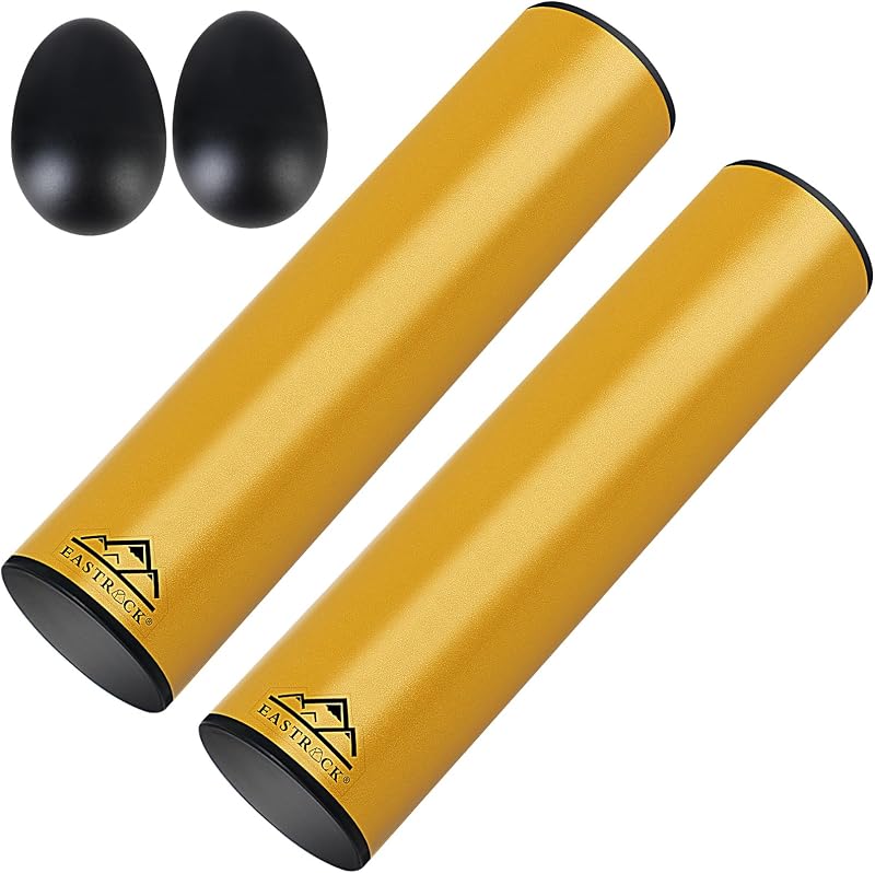 EASTROCKStainless Steel Cylinder Percussion 2pcs with 2 Egg Shakers Golden, | Stainless steel cylinder shakers, Latin percussion for band accompaniment, suitable for stage and studio