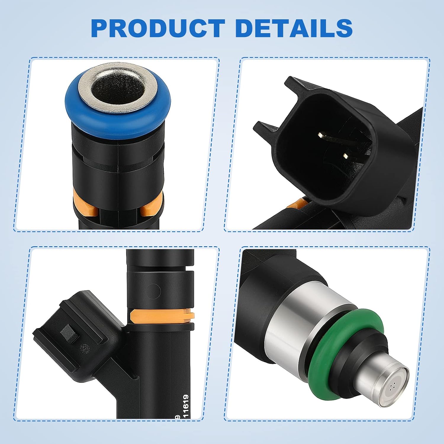 6PCS 4HOLES Fuel Injector for Chrysler for Town & Country 3.3L/3.8L 08-10, for Dodge for Grand Caravan 3.3L/3.8L 08-10, for Jeep for Wrangler 3.8L 07-10 Replace 0280158119 812-11131 04861667AA