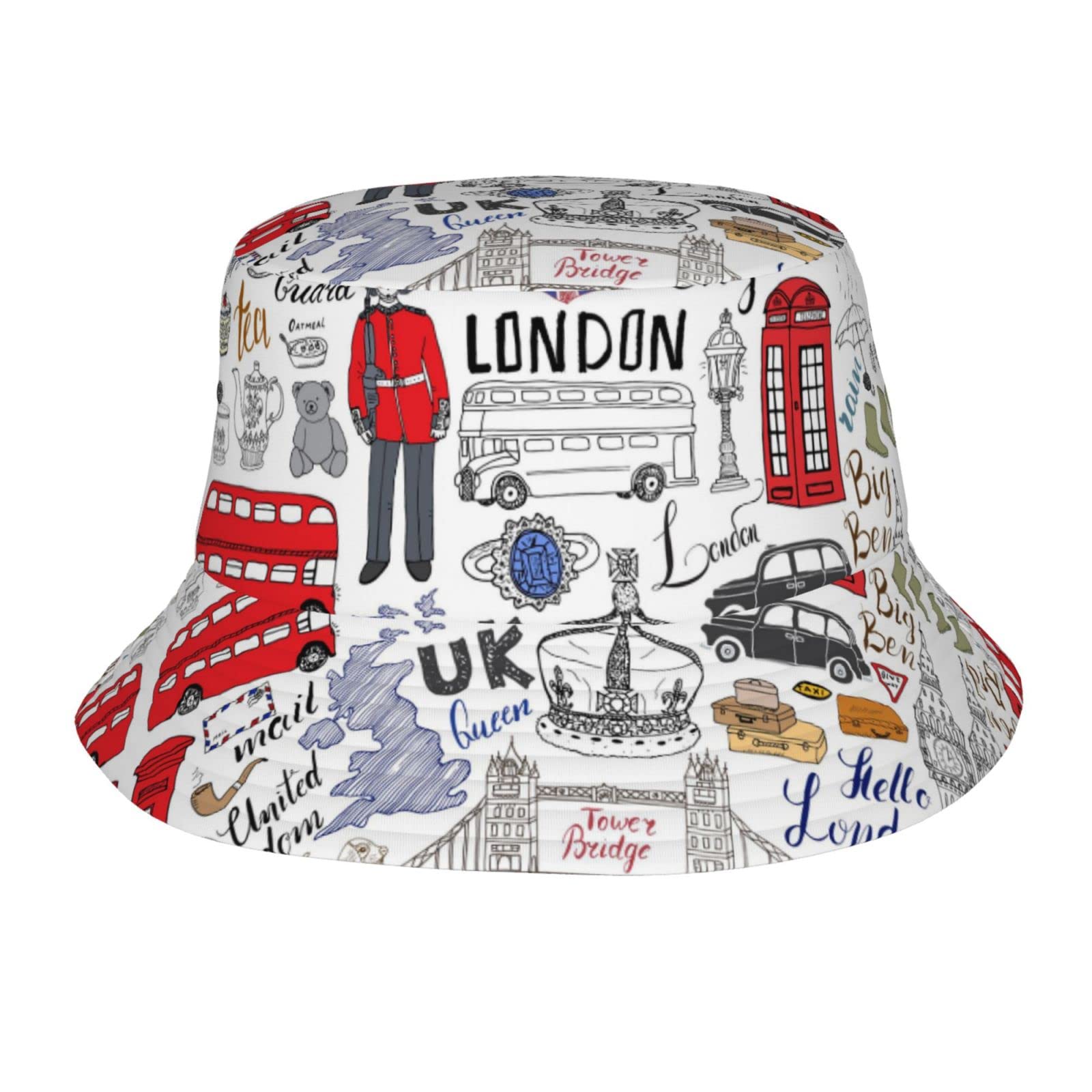 Mdatt I Love London Adult Sunshade Bucket Hat is Suitable for Beach, Camping, Fishing, Outdoor Leisure, Etc