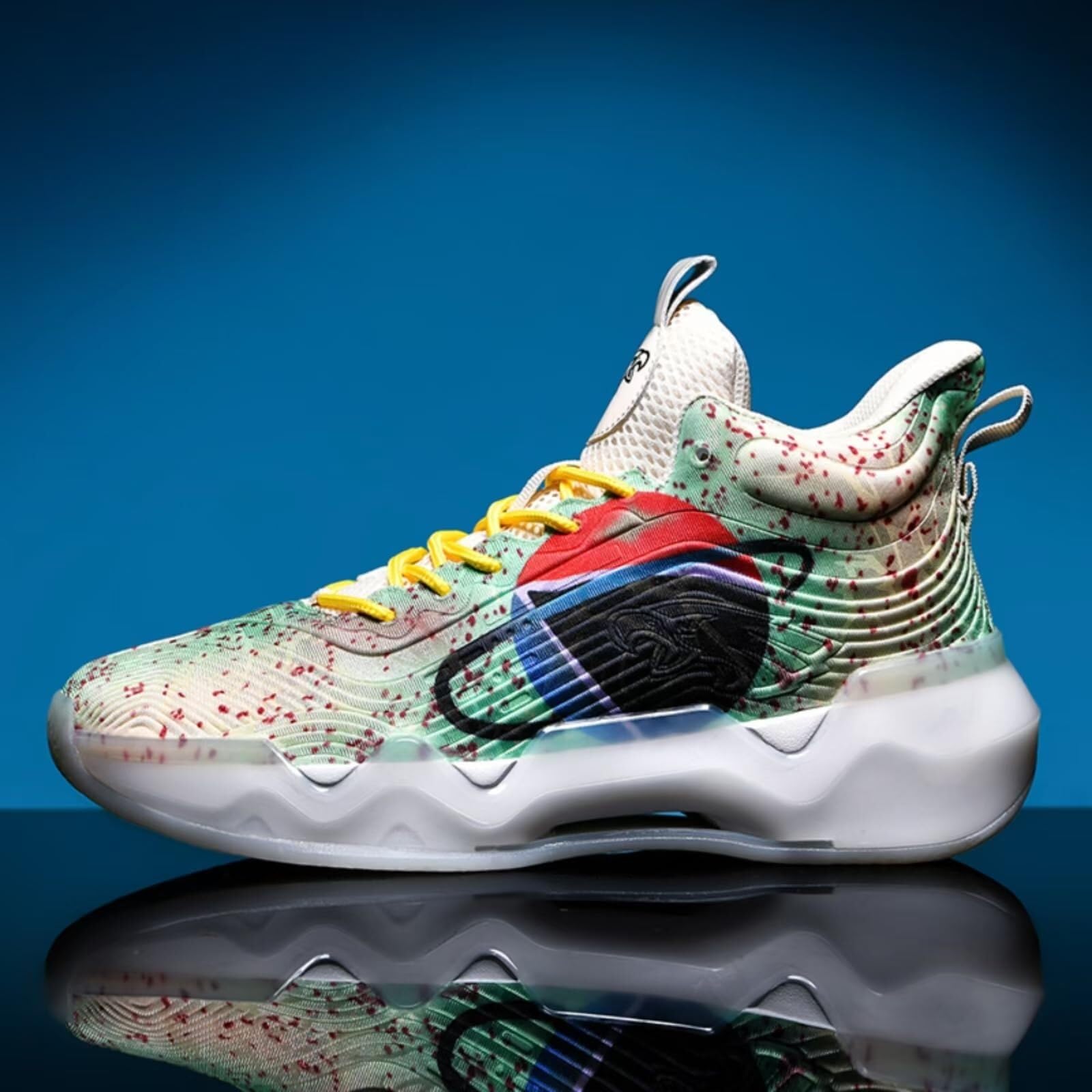 Unisexowe buty do koszykówki z wysoką cholewką, oddychającą, antypoślizgową amortyzacją, modne sportowe graffiti Buty spacerowe