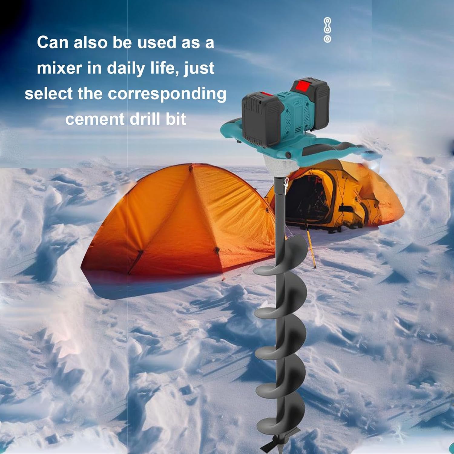 Electric Ice Auger, 100-800RPM Cordless Post Hole Digger, 6 Speed Adjustable 1200N.m Torsion Cordless Post Hole Digger Power Head