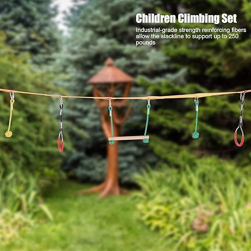 Miniatura 3 de Juego de cuerda de escalada para niños, divertido equipo de fitness al aire libre para niños, línea floja antideslizante con elementos de carrera de