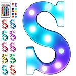 Foaky Colorful LED Letter Lights with Remote,Marquee Light Up Letters Sign for Night Light Wedding/Birthday Party Battery Powered Christmas Lamp Home Bar Decoration(S)