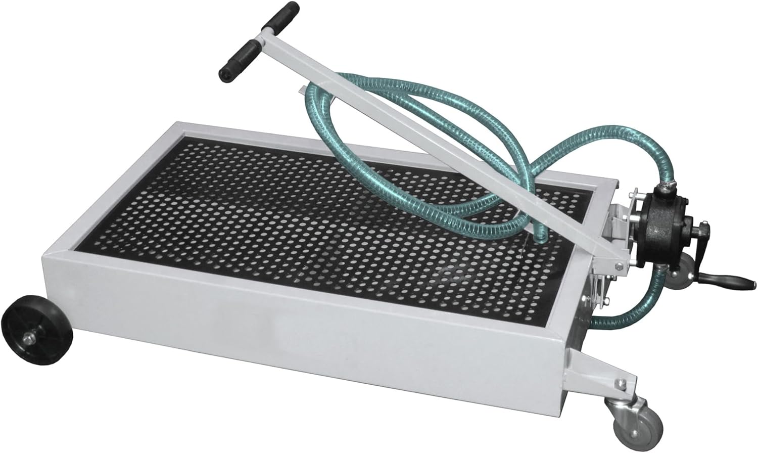 Shop Tuff STF-15GS 15 Gallon Capacity Low Profile Oil Steel Drain with Hand Pump, Splash Guard, and Mesh Cover, 15 Gallon Tank Capacity