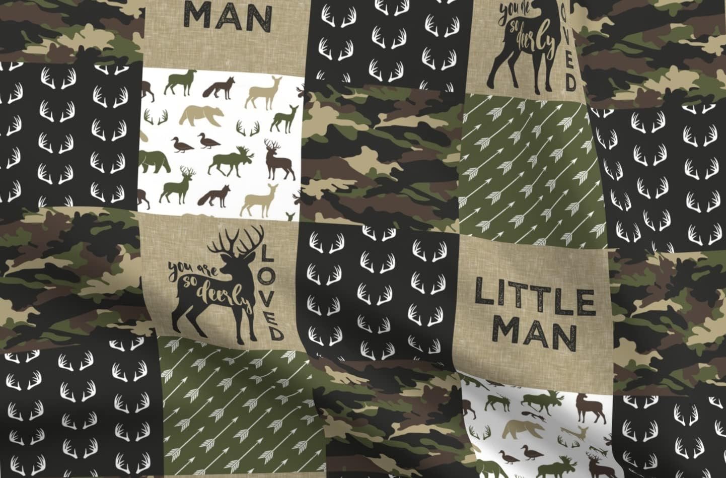 Spoonflower Fabric - Little Man Woodland Wholecloth Camouflage Camo Hunting Deer Boy Printed on Upholstery Velvet Fabric Fat Quarter - Upholstery Home Decor Bottomweight Apparel