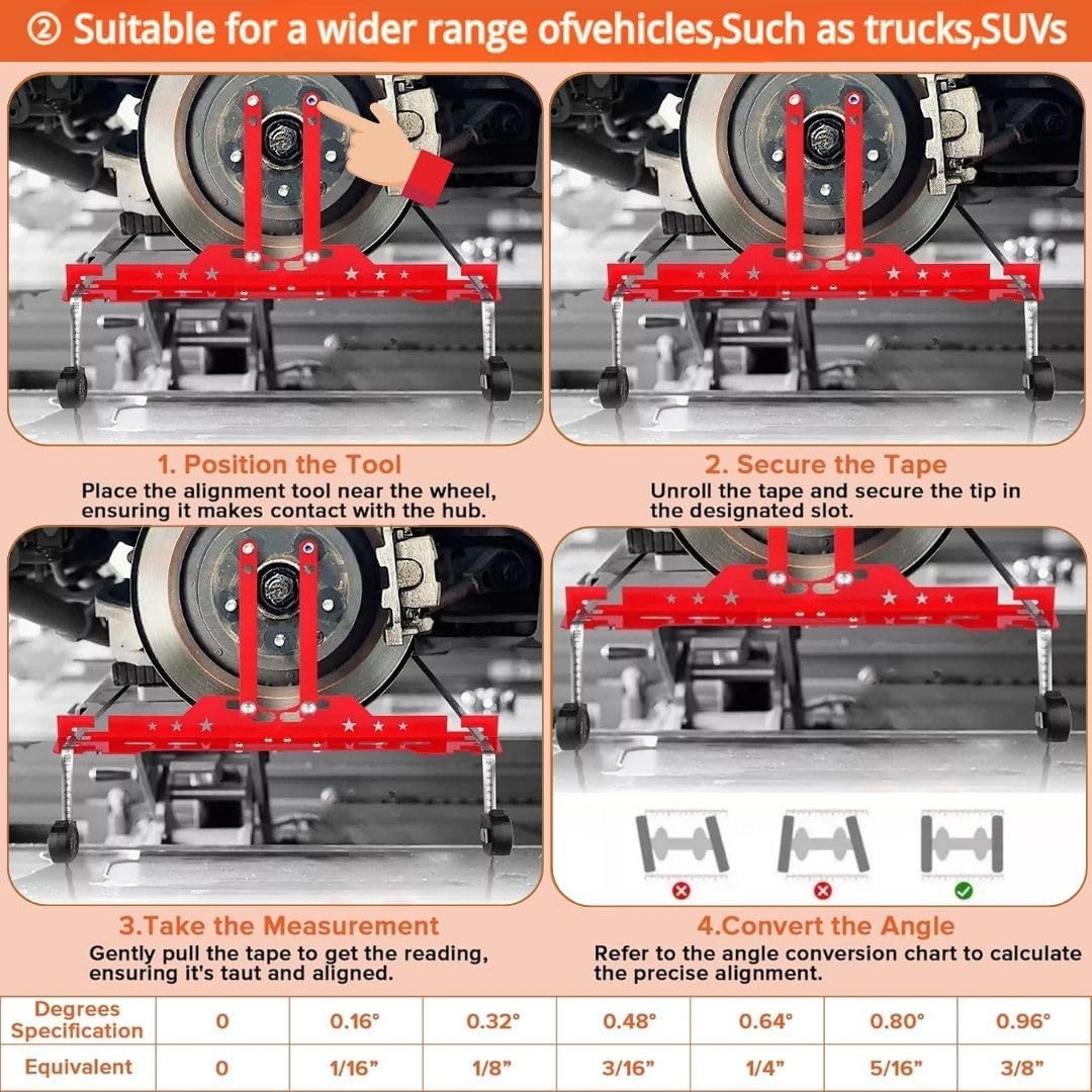 Wheel Alignment Tool Alignment Tool Kit for Easy Installation and Accurate Measurements, No Need to Remove the Caliper, Durable with Anti-Slip Slot System for Car, Truck, SUV