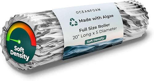 Oceanfoam Soft Tidal Roller (mármol negro) - Rodillo de espuma de baja densidad para terapia física, dolor de espalda, ejercicio y estiramiento,