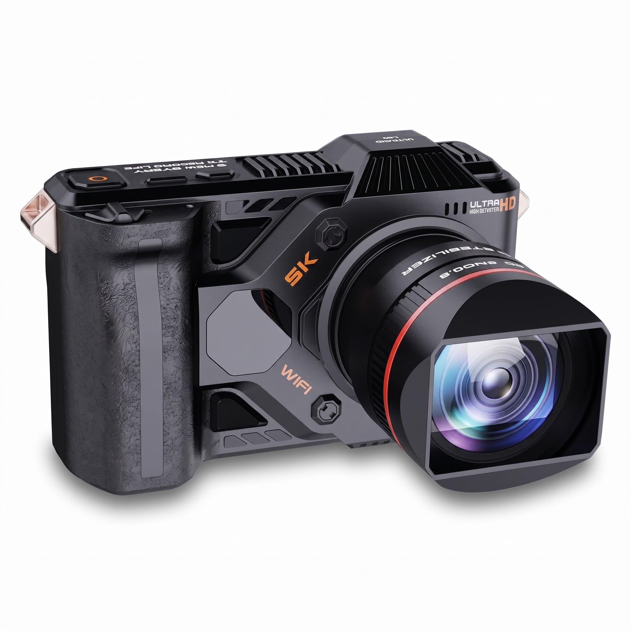 Aparat Cyfrowy 5K - 5G WiFi 16:9 50MP 4800mAh Podróżna Kamera Wideo, Profesjonalna Kamera Retro HD z Ekranem 4,0 Cala / 50-krotny Zoom Cyfrowy/Noktowizor w Podczerwieni