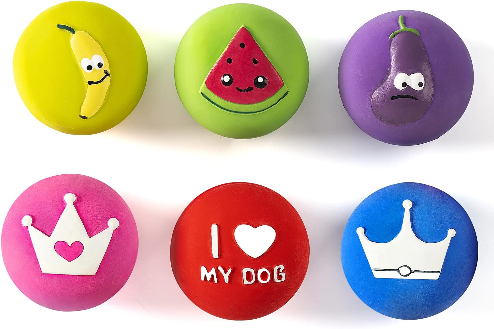 Squeaky Dog Ball, Latex Cute Dog Toys for Puppy and Small Dogs Soft Rubber Fetch Play Catch Ball Bounce and Funny Squeak Pet Toys