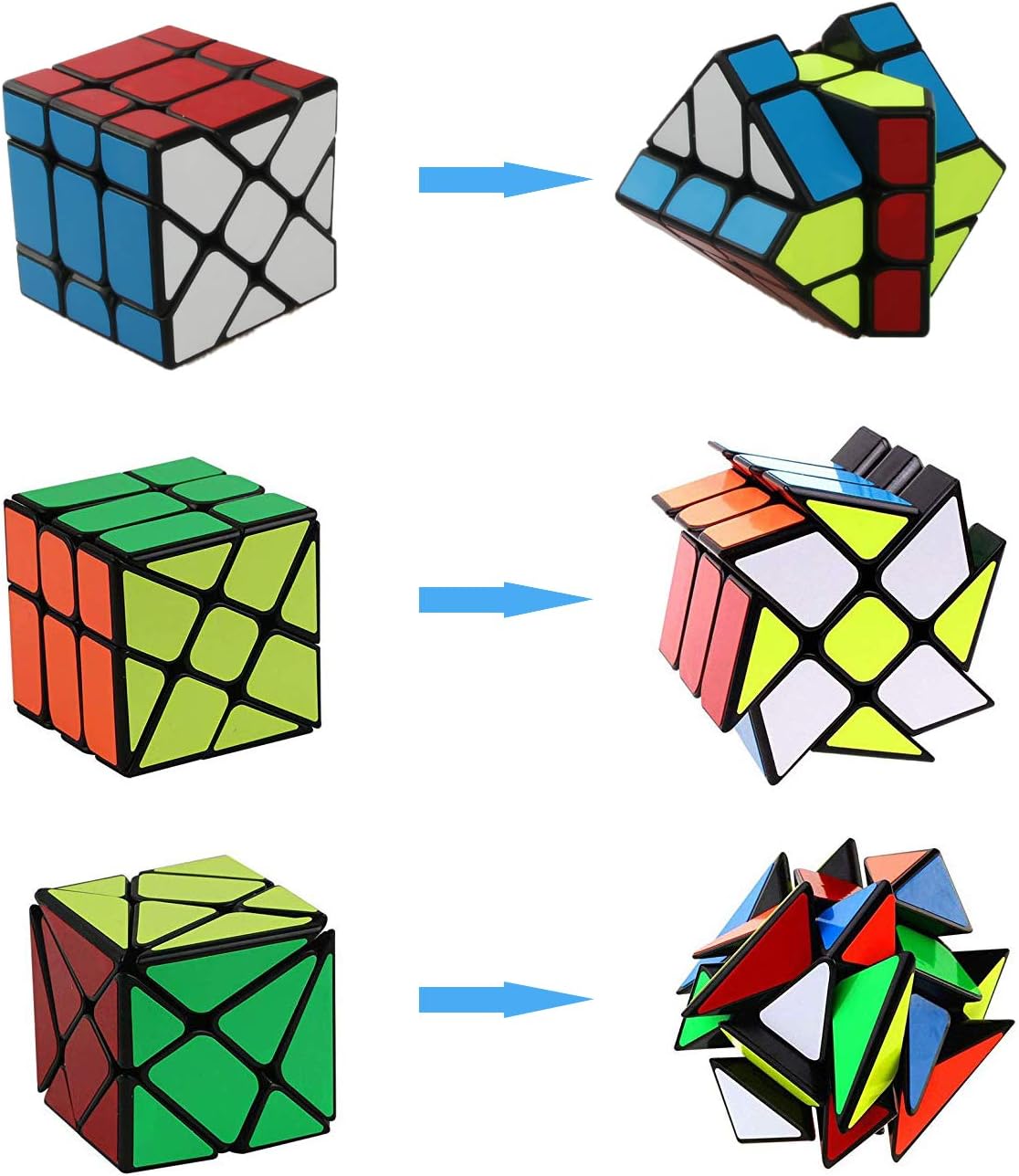 AHYUAN Speed Cube 3 Pack Magic Speed Puzzle Toy 3x3x3 Windmill 3x3 Axis V2 Fisher Toys Sturdy and Smooth Speed Cube Puzzles Toy for Kids and Adults image 4