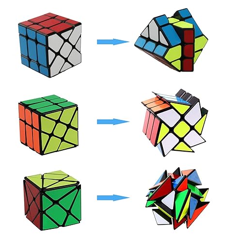 Miniatura 4 de AHYUAN Speed Cube - Paquete de 3 rompecabezas de velocidad mágico, 3 x 3 x 3, molino de viento de 3 x 3 ejes, V2, juguetes de pescador, cubo de