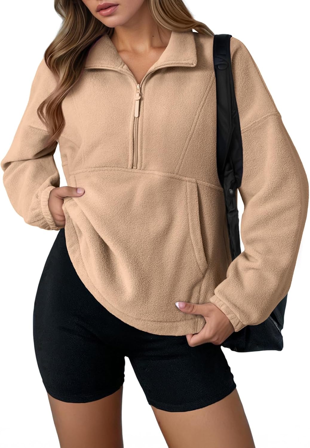Dokotoo Womens Oversized Sweatshirts Half Zip Pullover Fall Fashion Outfits 2025 Oversized Hoodies Mock Neck Sweatshirt