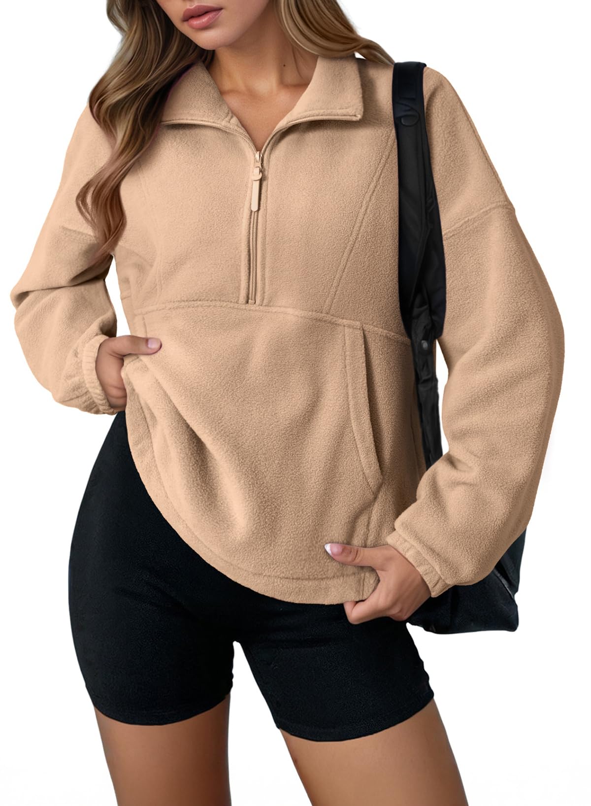 Dokotoo Womens Sweatshirts Half Zip Pullover Fleece Drawstring Hem Tops 2025 Fall Fashion Outfits Clothes
