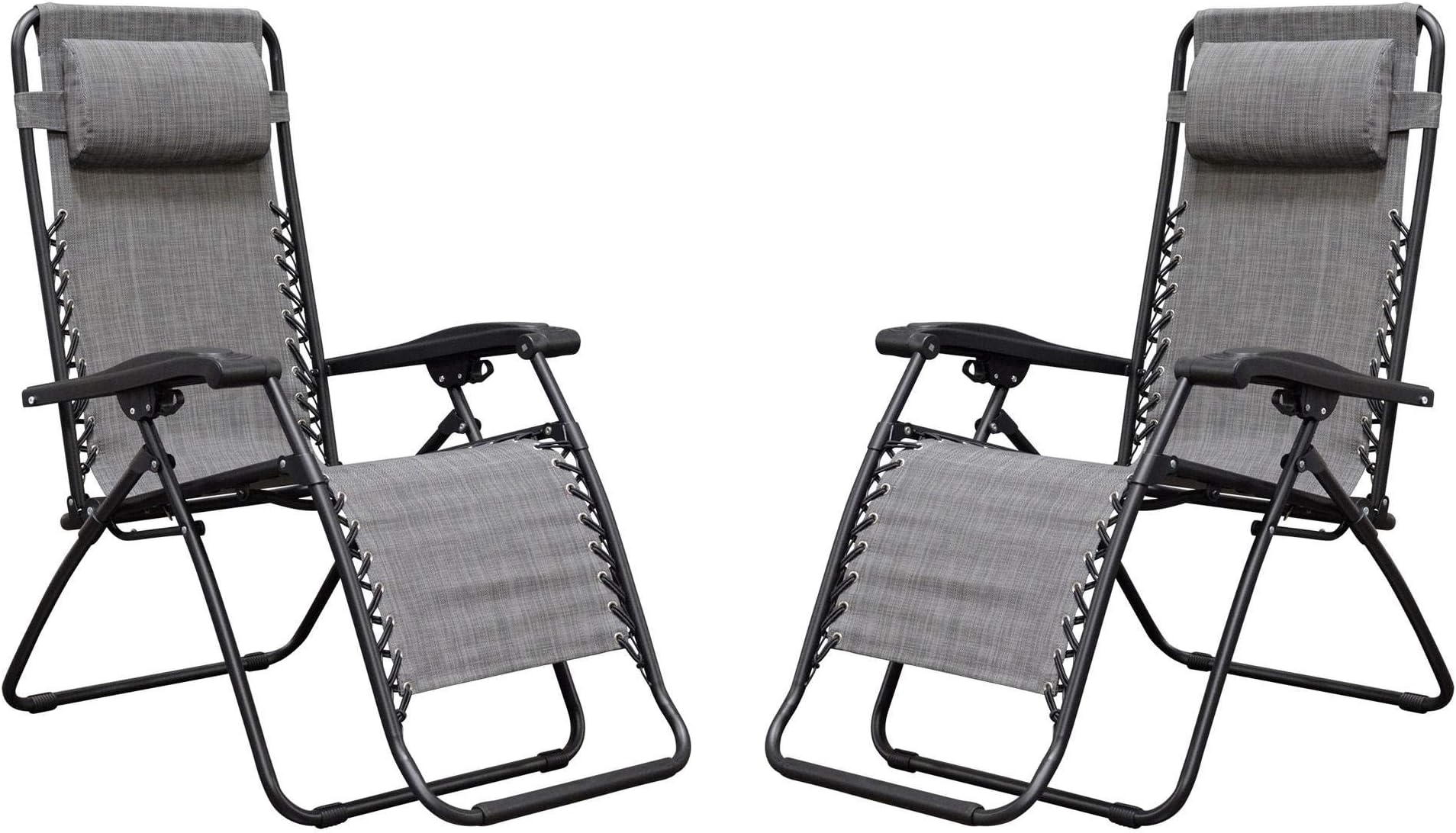 Caravan Canopy Infinity Zero Gravity Steel Frame Patio Deck Chair, Grey (Pair)